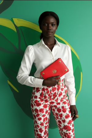 Golden Muslin Haute red genuine leather structured rectangle bag with textured pattern