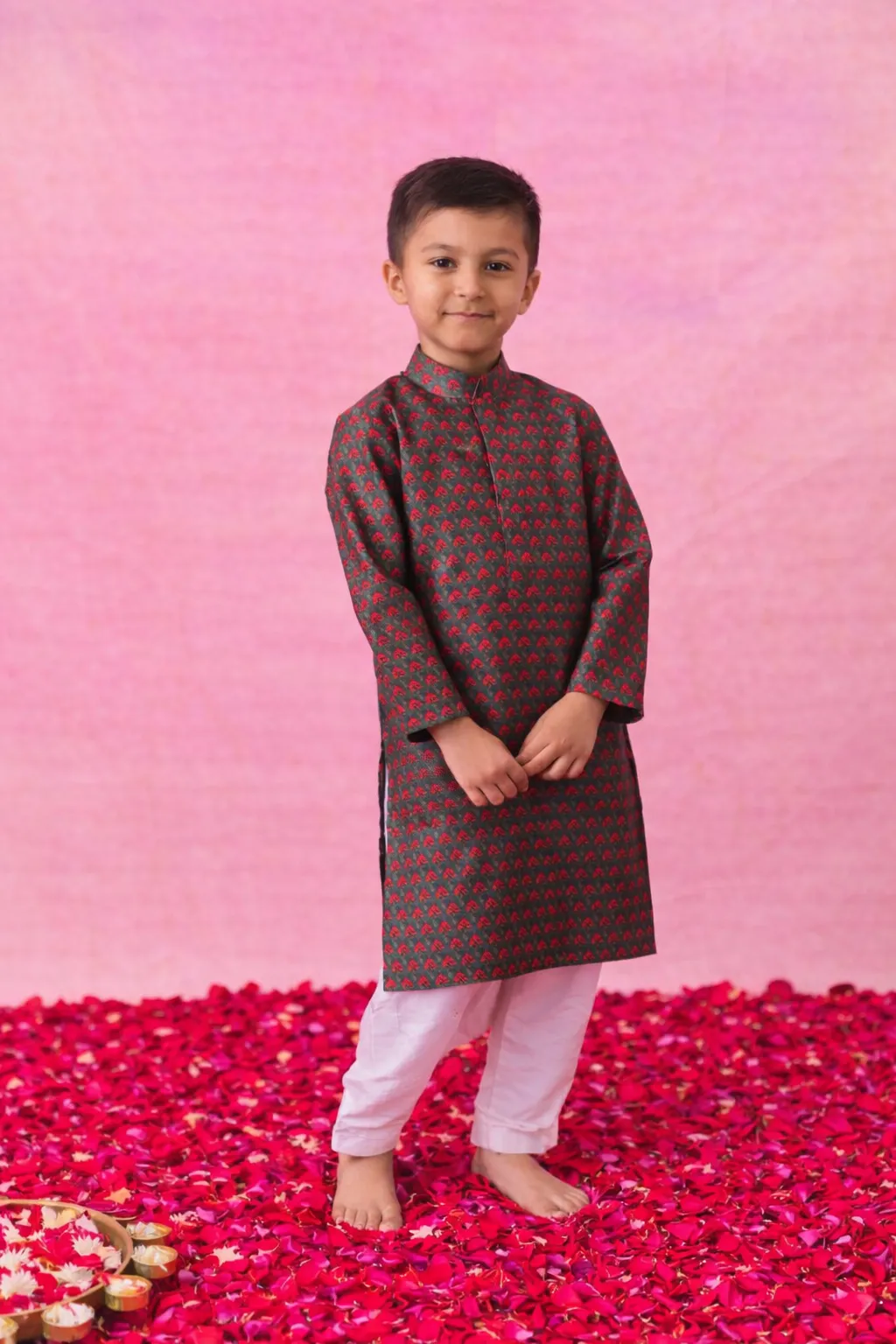 Printed Chanderi Kurta Set with rayon salwar from Golden Muslin By Choti Buti