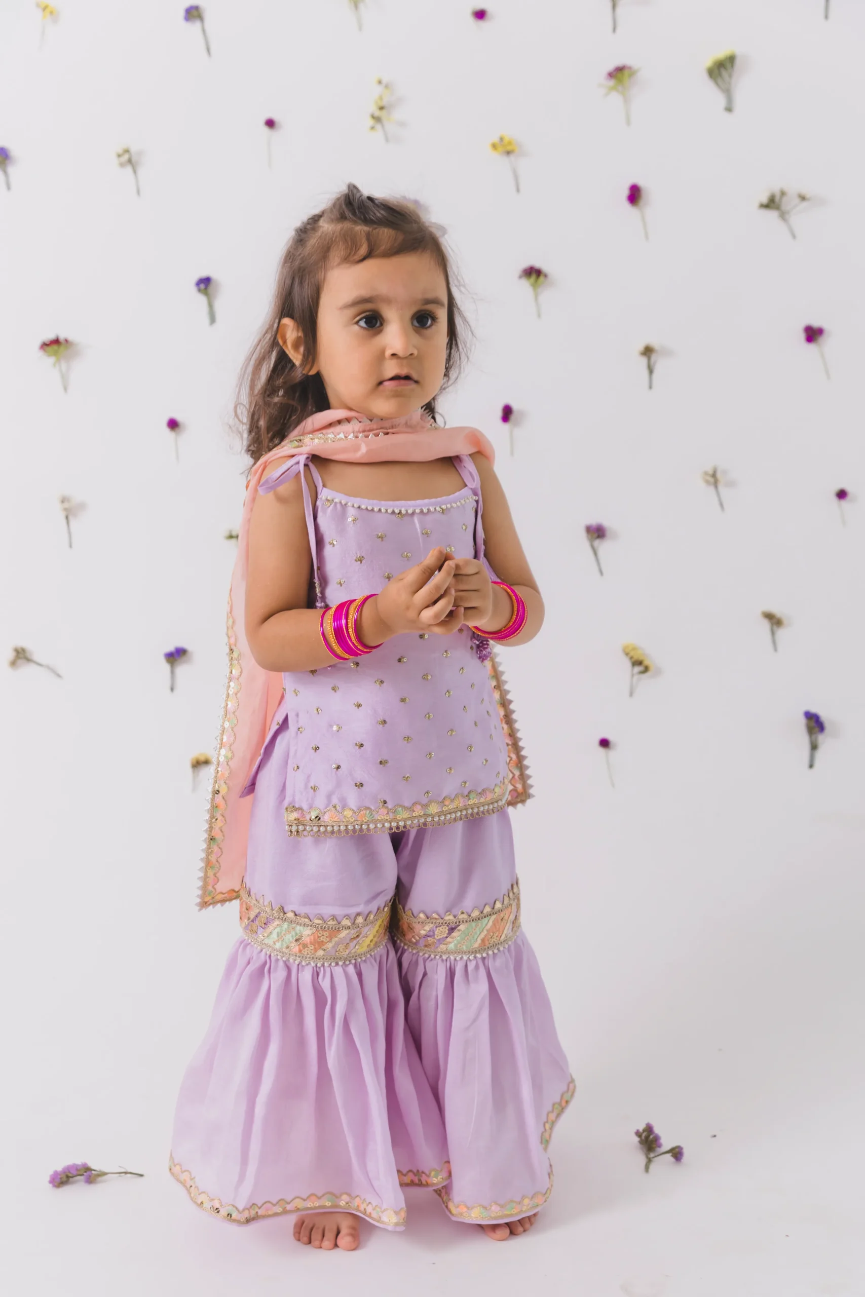 Lavender Silk Gharara Set festive outfit from Golden Muslin By Choti Buti