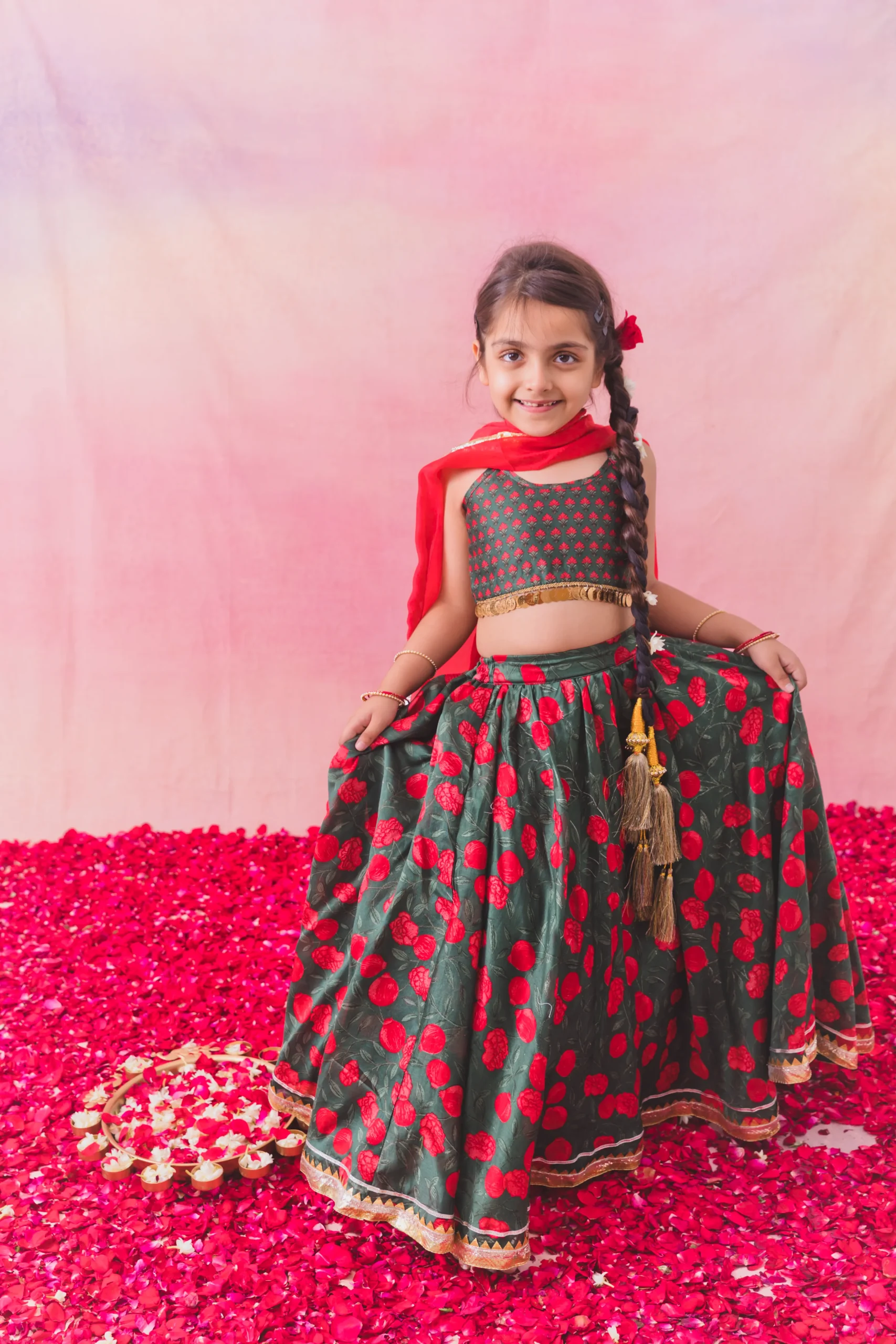 Green Dhoti Set with sequin embroidered top from Golden Muslin By Choti Buti