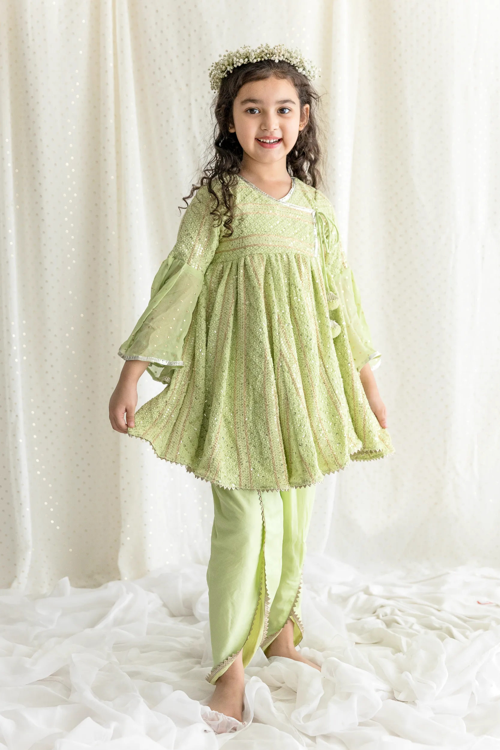 Sequin Embroidered Peplum Top with Dhoti from Golden Muslin By Choti Buti