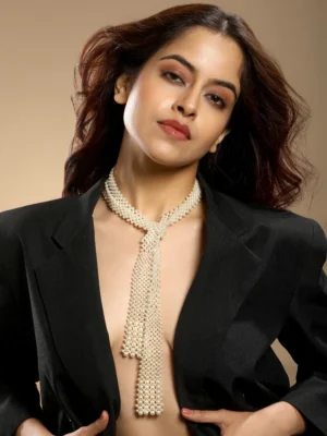 Handcrafted elegant pearl necklace for Indian and western styling from Golden Muslin By Hrisha