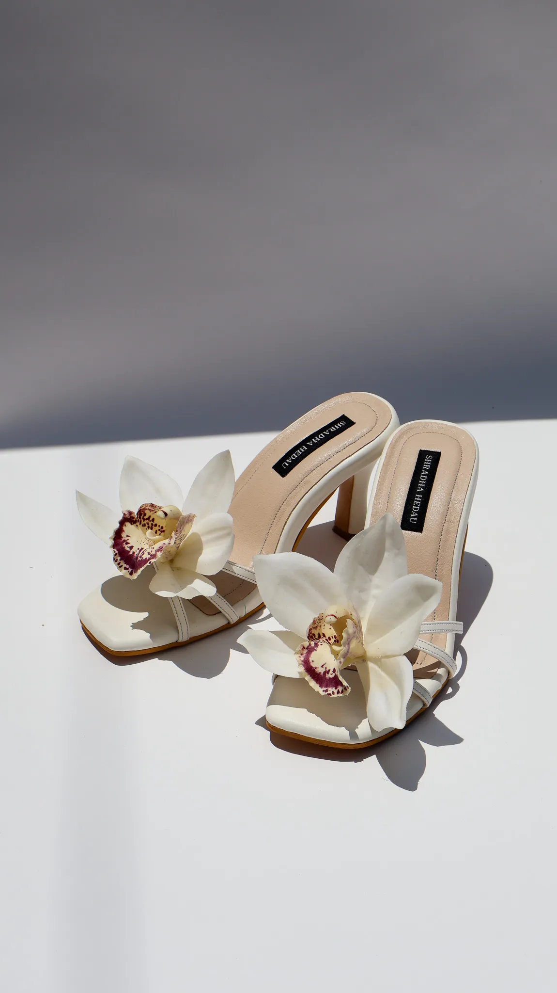 Bianca Collection White Cocktail Heels from Golden Muslin By Shradha Hedau with floral embellishments