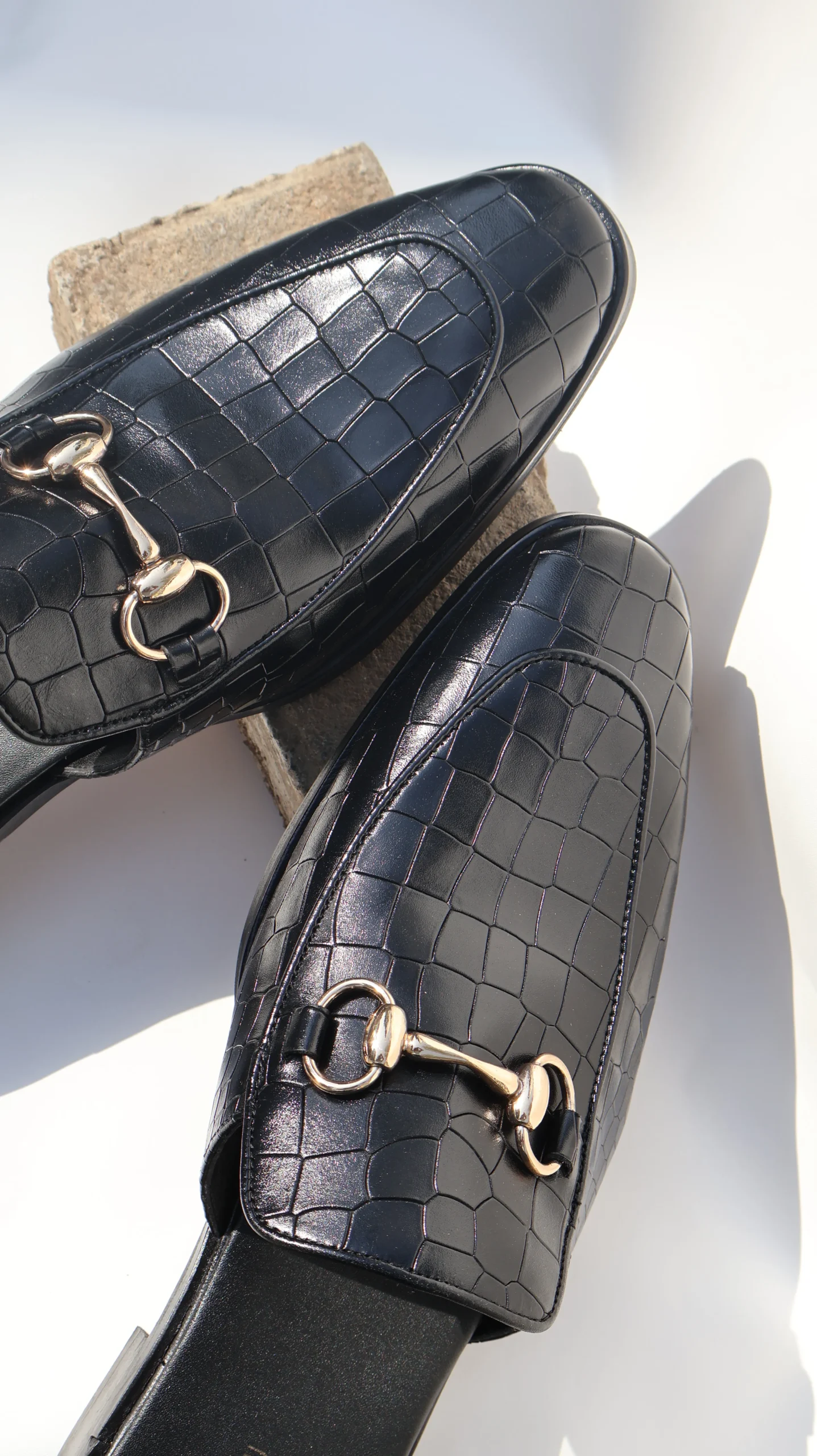 Theodore Collection Leather Loafers from Golden Muslin By Shradha Hedau with crocodile texture