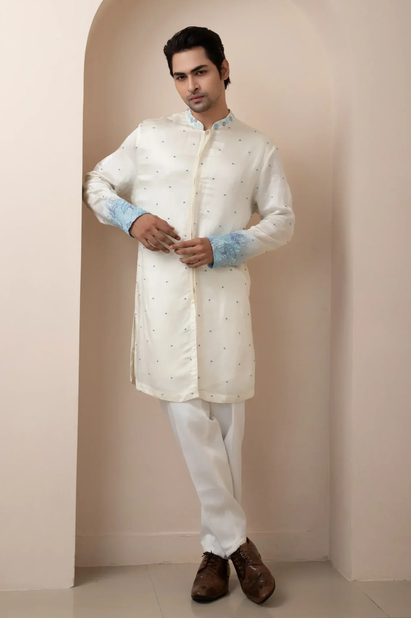 Ombre Kurta Set with Sequin and Threadwork from Golden Muslin By Anuj Agarwal