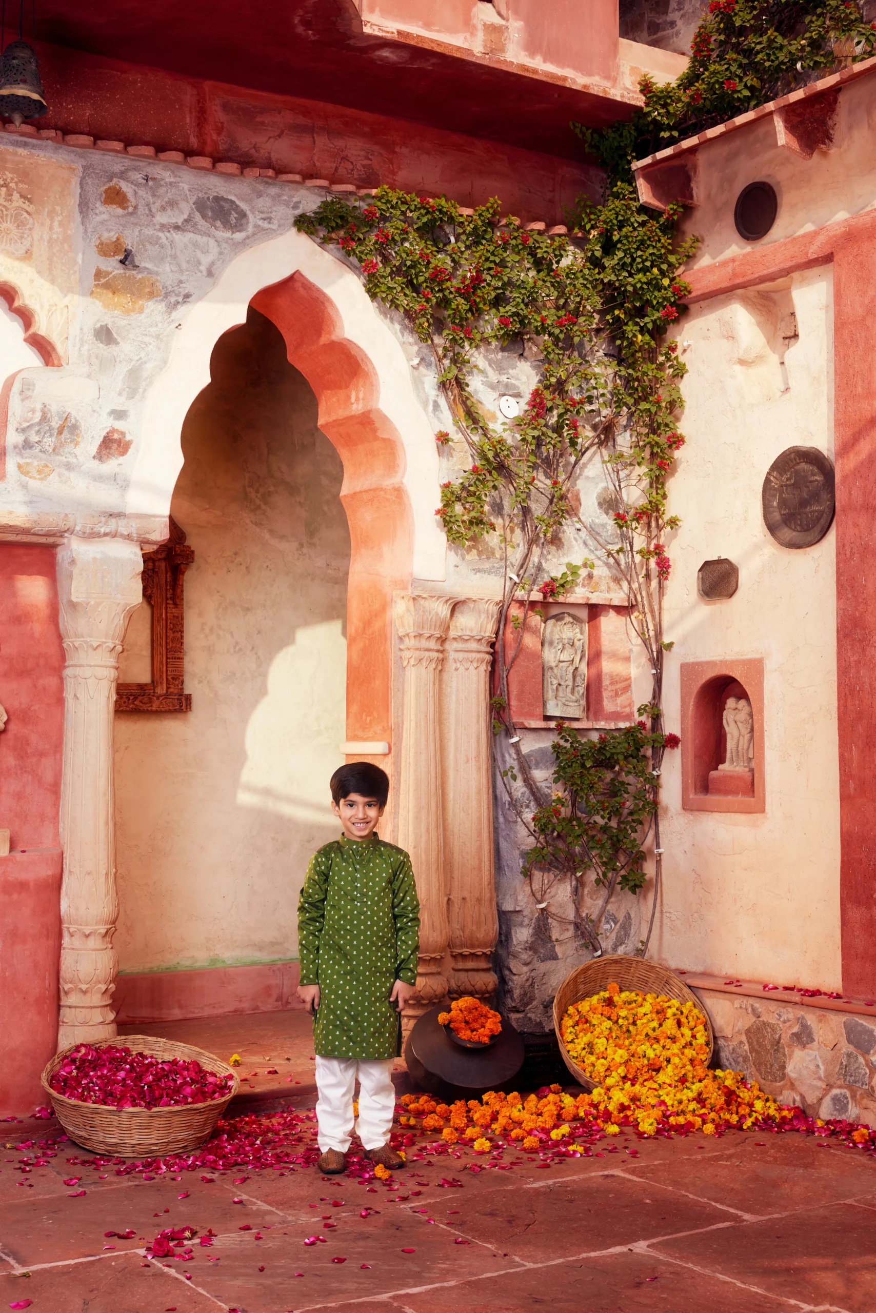 Elegant Green Banarasi Silk Kurta Set with White Pant from Golden Muslin By Choti Buti