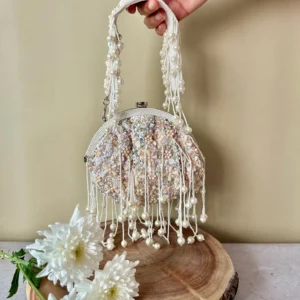 Pastel Jewel Embellished Clutch with Sequinned Frame and Glam Detailing