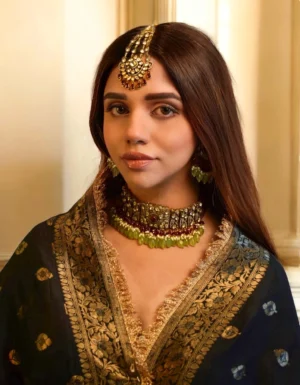 Noor Gulzar Polki Ruby Jade Mughal Inspired Necklace Set