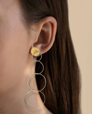 Celestia Gold Geometric Statement Drop Earrings