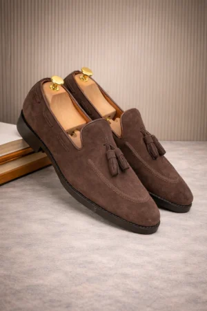 Agustian Brown Suede Tassel Moccasin Slip-On Shoes – Men’s Wear