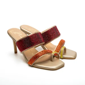 Gold Multicolor Swarovski Embellished Heels