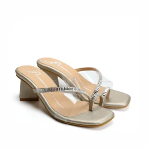 Gold Swarovski Strap Block Heels