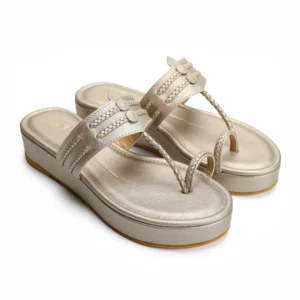 Classic Gold Kolhapuri Wedge Sandals