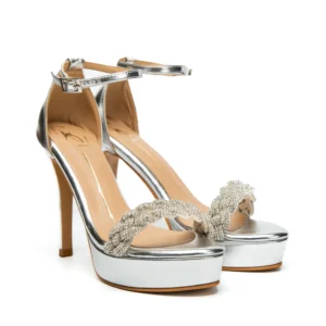 Silver Swarovski Platform Heels