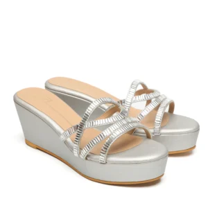 Silver Swarovski Strappy Wedge Heels