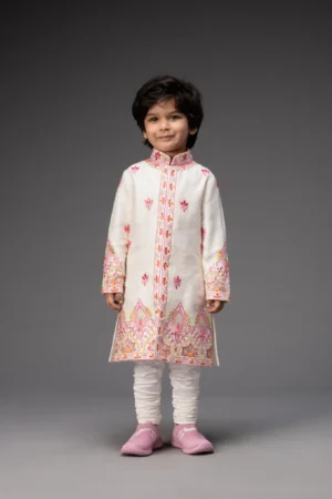 Ivory Embroidered Sherwani with Chudidar
