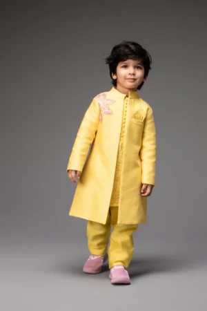 Lemon Yellow Jacket with Kurta and Pants