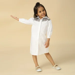 White dress with embroidered yoke
