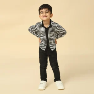 Black and White Striped Button Down Shirt