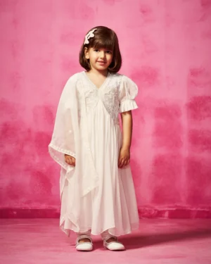 Ivory Kalidar kurta with matching dupatta and chudidar