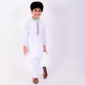 Ivory Cutwork Thread Embroidered Kurta Set with Matching Pants