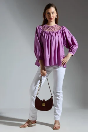 Purple top with yoke detail
