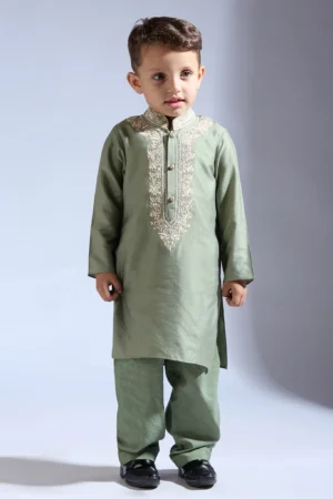 Forest Green Embroidered Kurta Set with Matching Pants