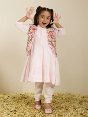 Kalidar kurta set with cutwork jacket