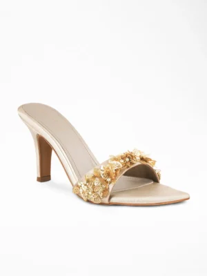 Gold Butterfly Heel Mule - Bridal Heels & Embellished Heels for Women