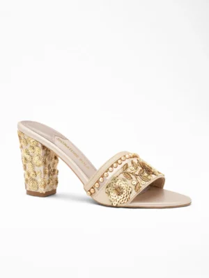 Ivory Zardozi Embroidered Mule - Wedding Heels & Bridal Heels for Women