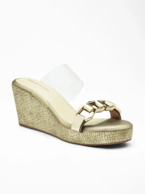 Gold Wedge Wedge Mule - Wedge Heels Women & Party Heels for Women