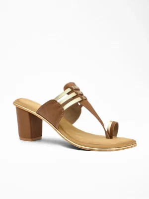 Tan Scallop Block Heel Sandal - Block Heels Women & Party Heels for Women
