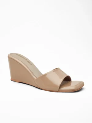 Nude Patent Wedge Mule - Wedge Heels Women & Party Heels for Women