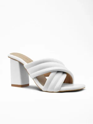 Blue Padded Cross-Strap Block Heel - Block Heels Women & Party Heels for Women