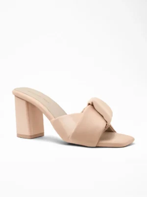 White Padded Cross-Strap Block Heel - Block Heels Women & Party Heels for Women
