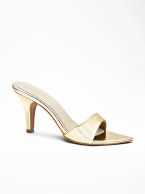Gold Pleated Heels Mule - Heels for Women & Gold Heels for Women