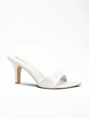 White Croc Heels Mule - Heels for Women & White Heels for Women