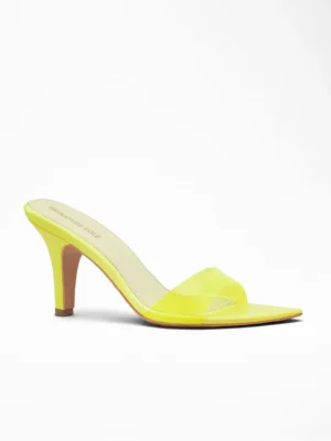 Neon Yellow Transparent Heels Mule - Heels for Women & Party Heels for Women