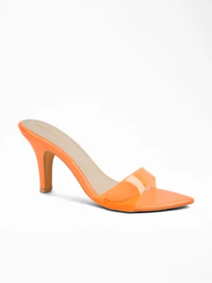 Orange Transparent Heels Mule - Heels for Women & Party Heels for Women