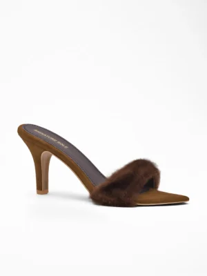 Brown Faux Fur Heels Mule - Heels for Women & Party Heels for Women