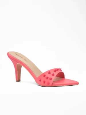 Pink Spike Stud Heels Mule - Heels for Women & Embellished Heels for Women