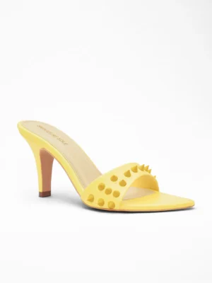 Yellow Spike Stud Heels Mule - Heels for Women & Embellished Heels for Women
