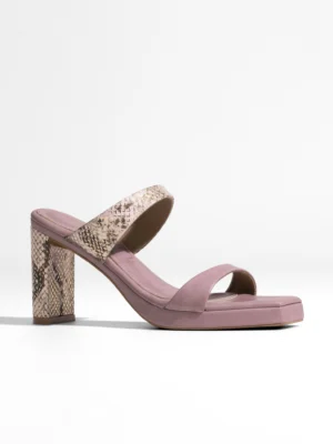 Pink Python Print Block Heel Mule - Block Heels Women & Pink Heels for Women
