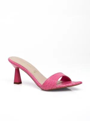Pink Croc Sculptural Heel Mule - Heels for Women & Pink Heels for Women