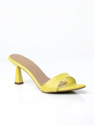 Yellow Croc Sculptural Heel Mule - Heels for Women & Mules for Women