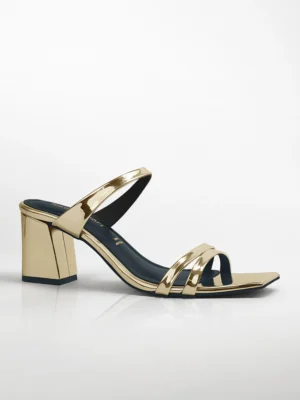 Gold Strap Block Heel Mule - Block Heels Women & Heels for Women
