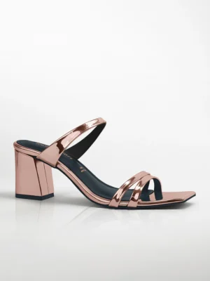 Rose Gold Block Heel Mule - Block Heels Women & Heels for Women