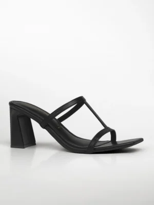 Black T-Strap Block Heel Mule - Block Heels Women & Mules for Women