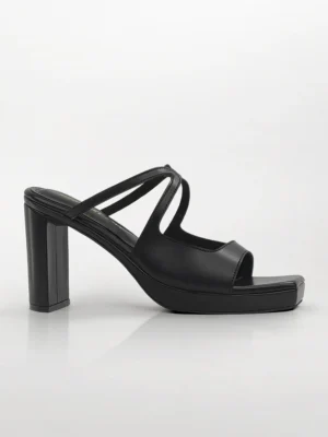 Black Arch Strap Wedge Block Heel - Block Heels Women & Wedge Heels for Women