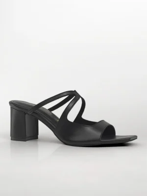 Black Cutout Strap Kitten Heel Mule - Heels for Women & Black Heels for Women